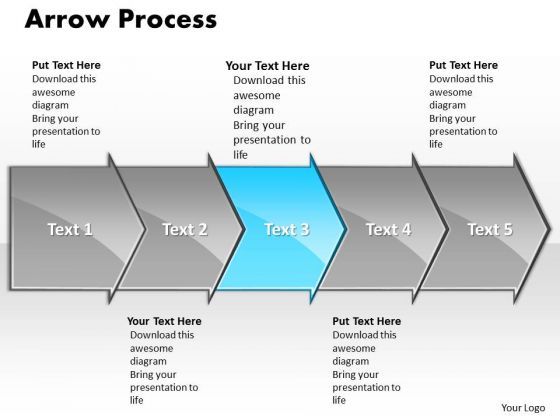 Business Ppt Theme Arrow Writing Process Representation Video 5 Stages ...