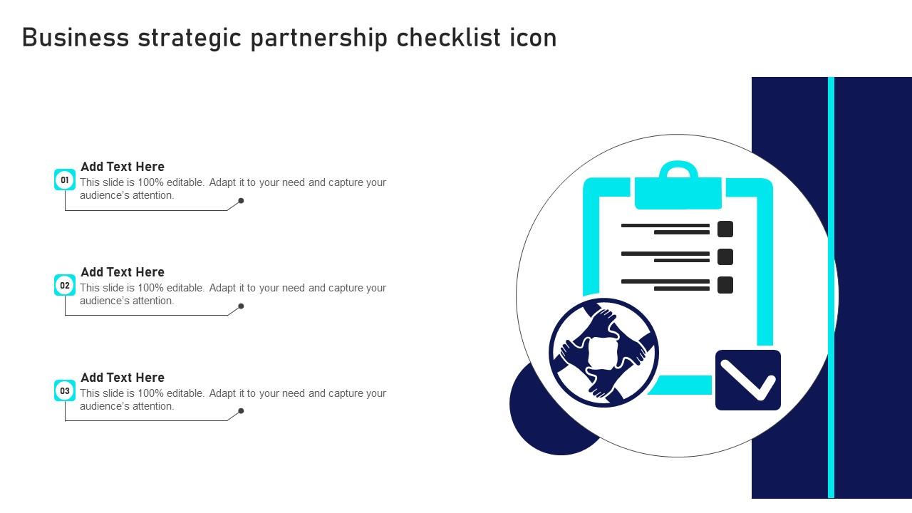 Business Strategic Partnership Checklist Icon Formats Pdf