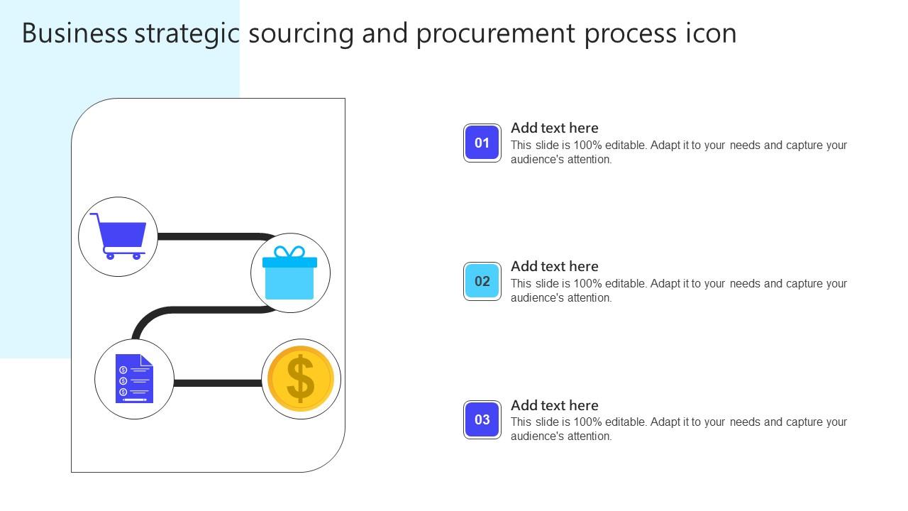 Business Strategic Sourcing And Procurement Process Icon Themes Pdf