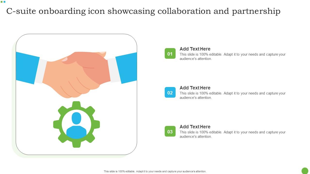 C Suite Onboarding Icon Showcasing Collaboration And Partnership Clipart Pdf