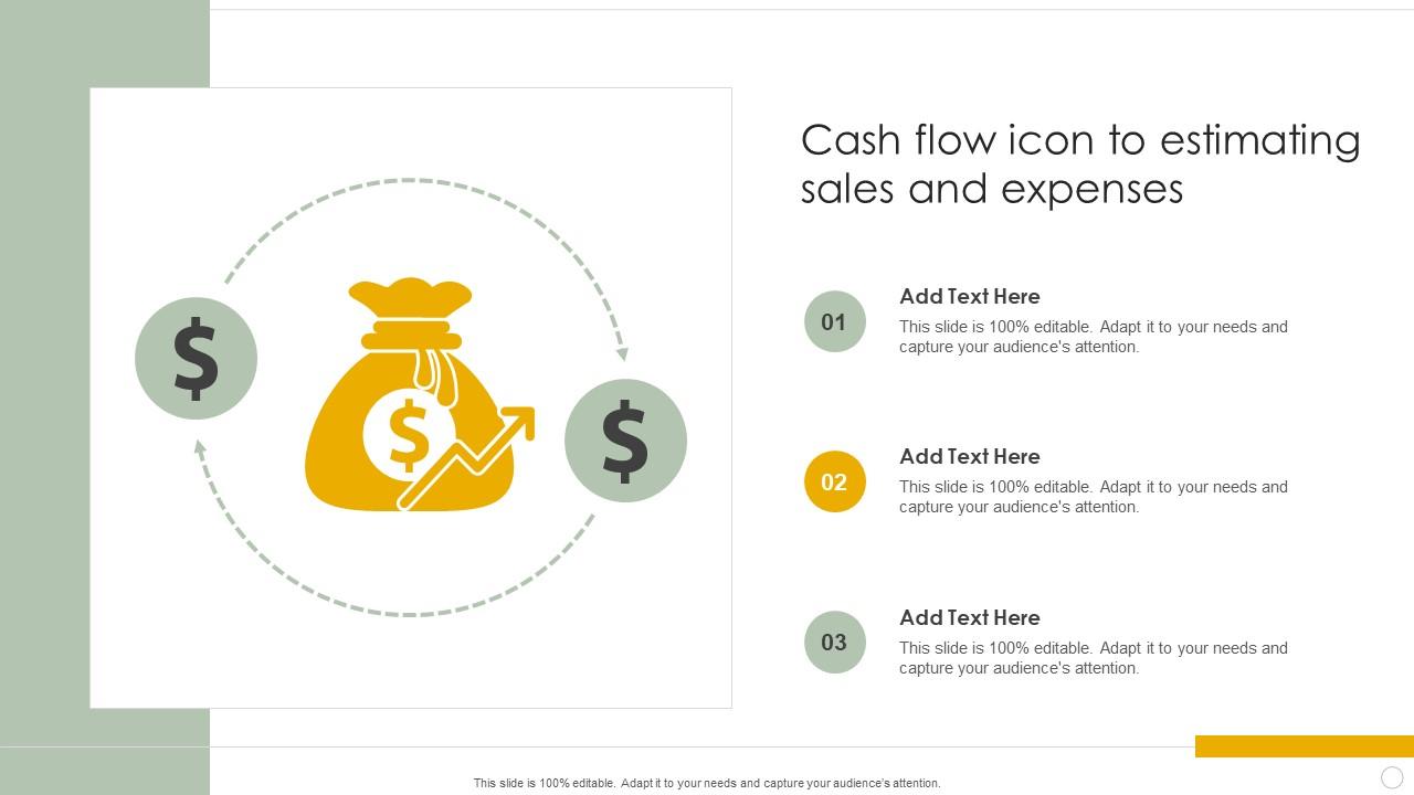 Cash Flow Icon To Estimating Sales And Expenses Portrait Pdf
