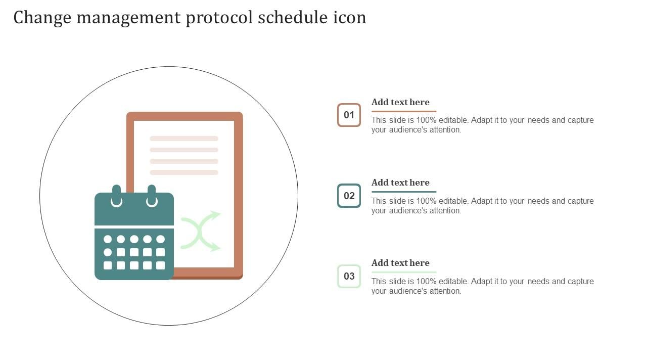 Change Management Protocol Schedule Icon Ppt Professional Pictures Pdf
