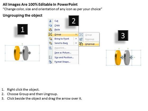 Circular Justification Of 2 Stages Work Flow Chart PowerPoint Templates Slide02