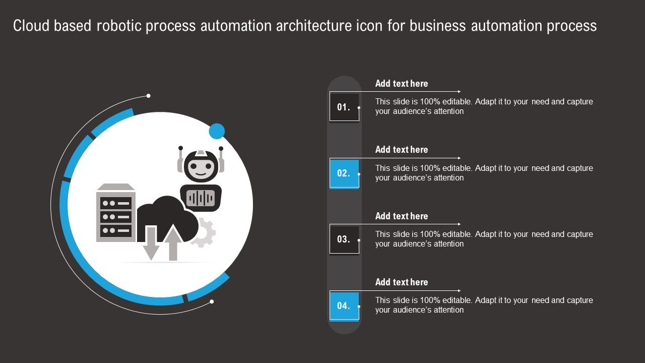 Cloud Based Robotic Process Automation Architecture Icon For Business Automation Process Diagrams Pdf
