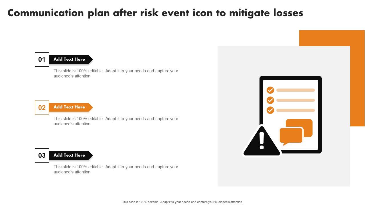 Communication Plan After Risk Event Icon To Mitigate Losses Designs Pdf