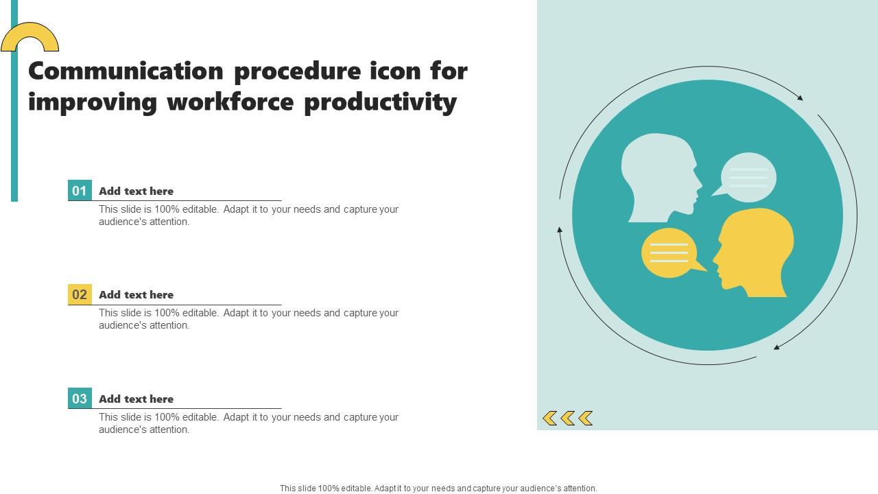 Communication Procedure Icon For Improving Workforce Productivity Clipart Pdf