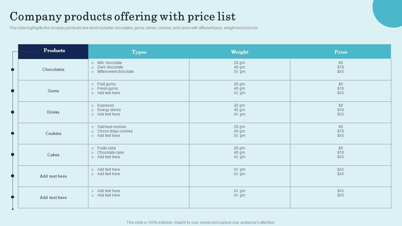 Company Products Offering With Price List Product Repositioning Technique Icons Pdf