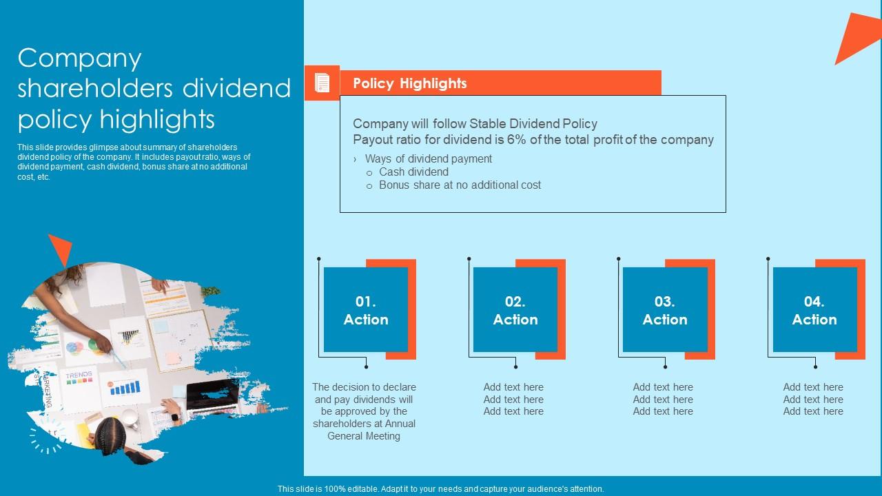 Company Shareholders Dividend Policy Highlights Tactical Financial Governance Icons Pdf