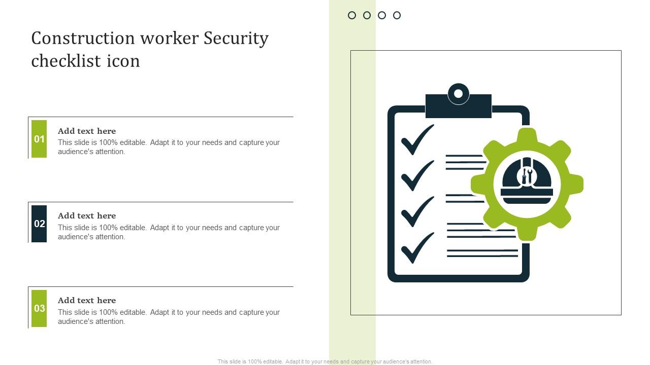 Construction Worker Security Checklist Icon Portrait Pdf