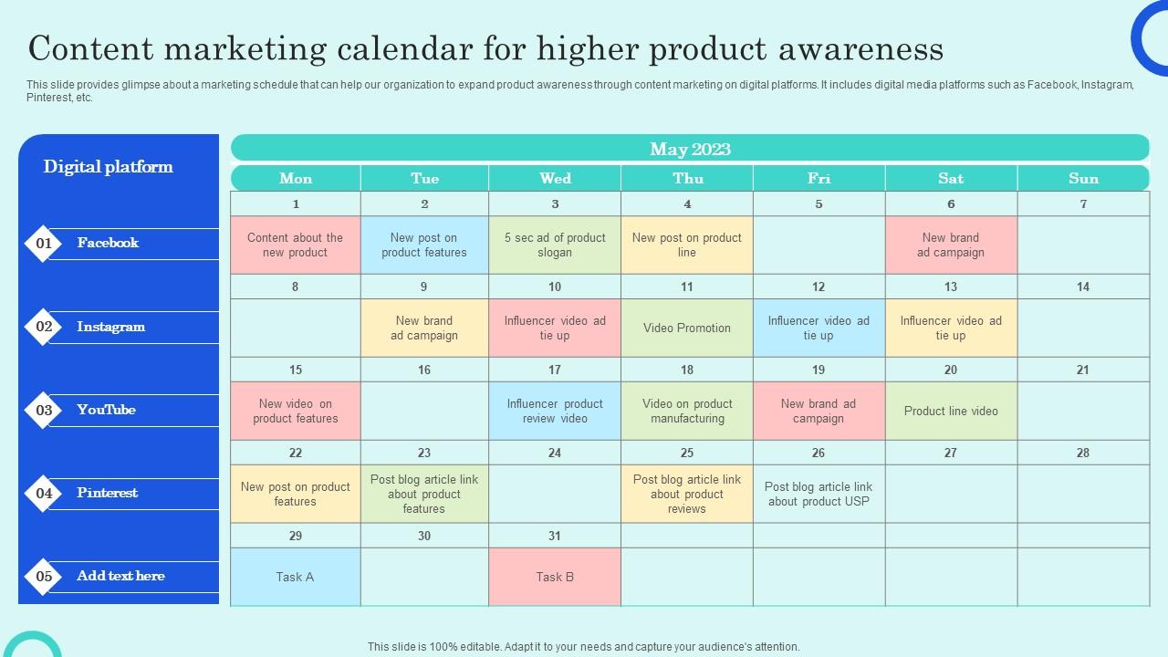 Content Marketing Calendar For Higher Product Overview Of Customer Content Marketing Calendar For Higher Product Overview Of Customer