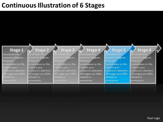 Continuous Illustration Of 6 Stages Business Create Flow Chart ...