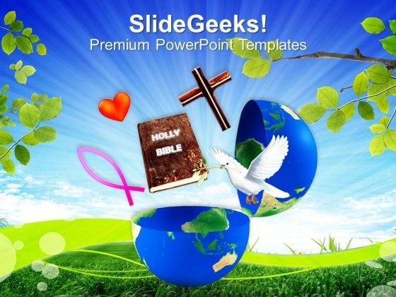 Cross Globe Concept Christian PowerPoint Templates And PowerPoint