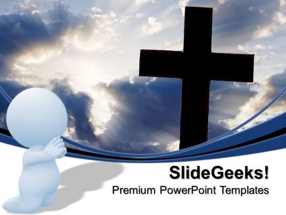 Cross With Light Rays Christian PowerPoint Templates And PowerPoint
