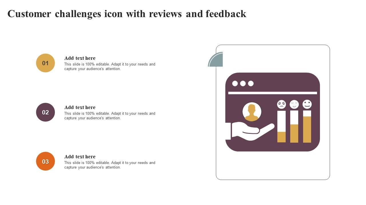 Customer Challenges Icon With Reviews And Feedback Structure Pdf