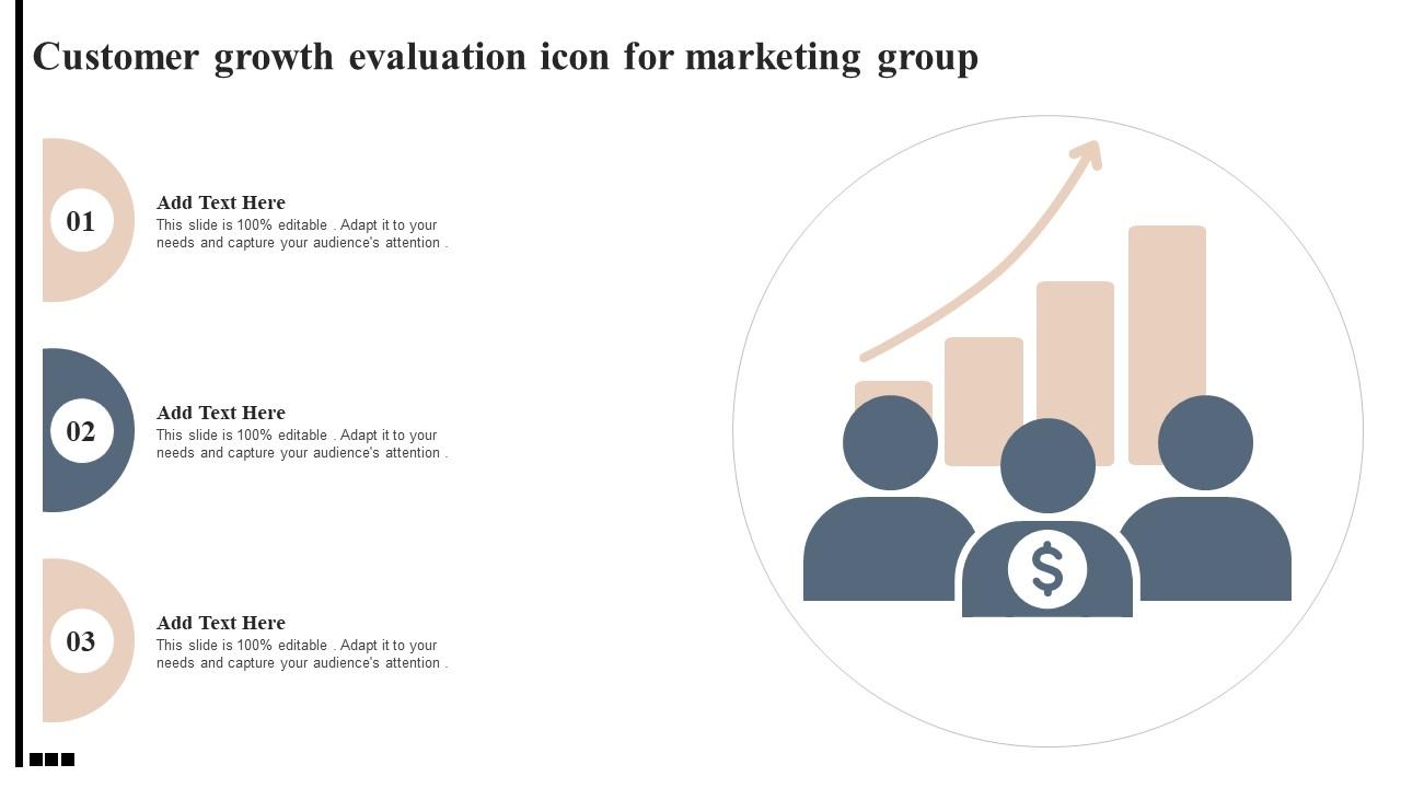 Customer Growth Evaluation Icon For Marketing Group Elements Pdf
