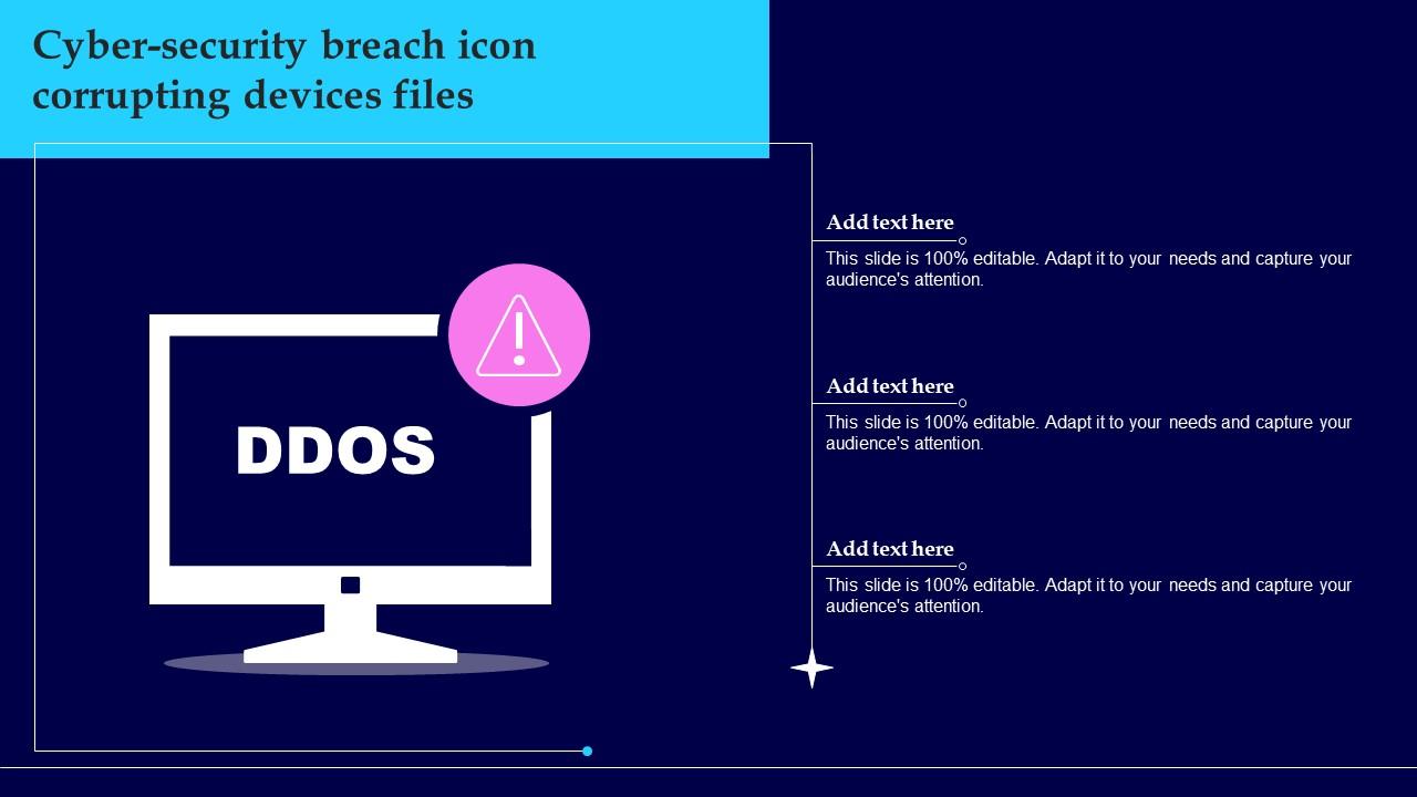 Cyber Security Breach Icon Corrupting Devices Files Pictures Pdf