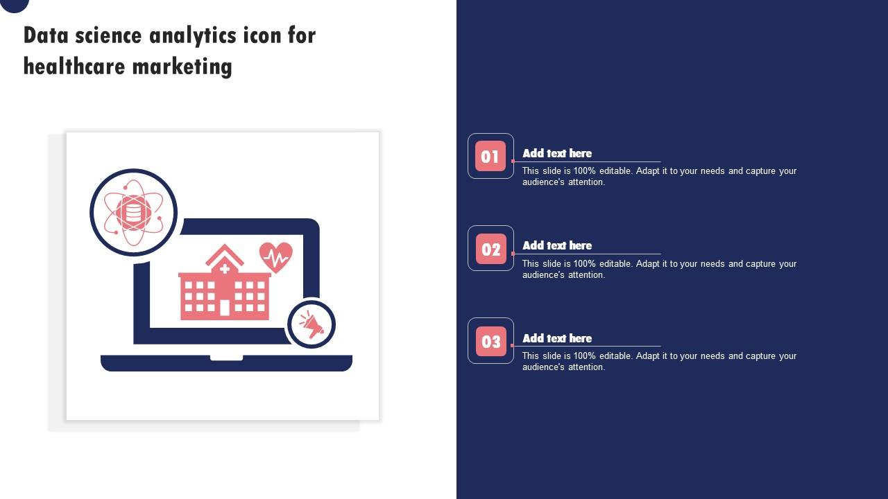 Data Science Analytics Icon For Healthcare Marketing Ppt Model Demonstration Pdf