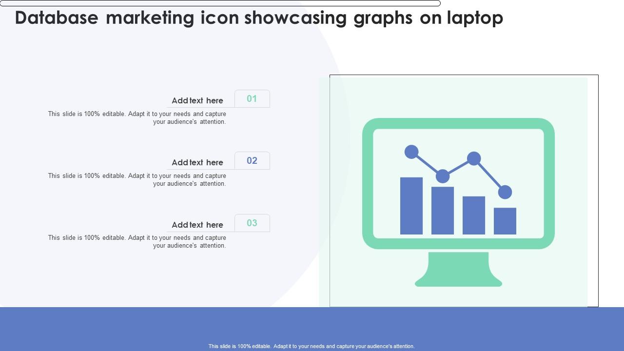 Database Marketing Icon Showcasing Graphs On Laptop Ppt Inspiration Smartart Pdf