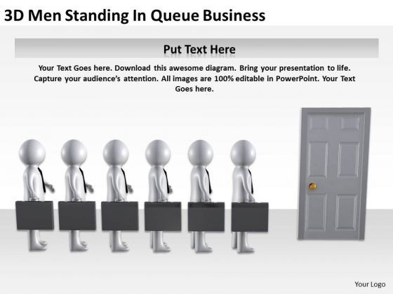 Diagram Business Process 3d Men Standing Queue PowerPoint Slides