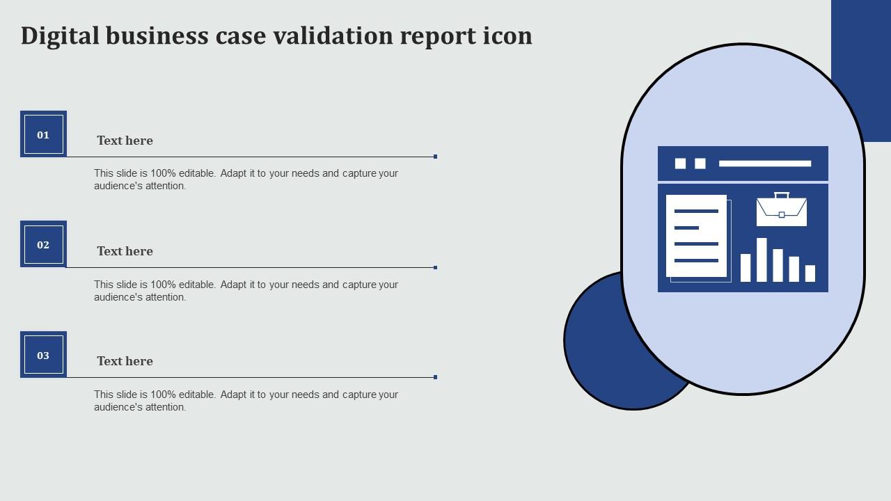 Digital Business Case Validation Report Icon Clipart Pdf