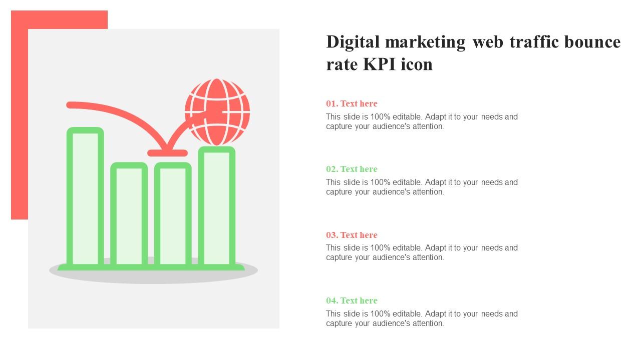 Digital Marketing Web Traffic Bounce Rate KPI Icon Structure Pdf