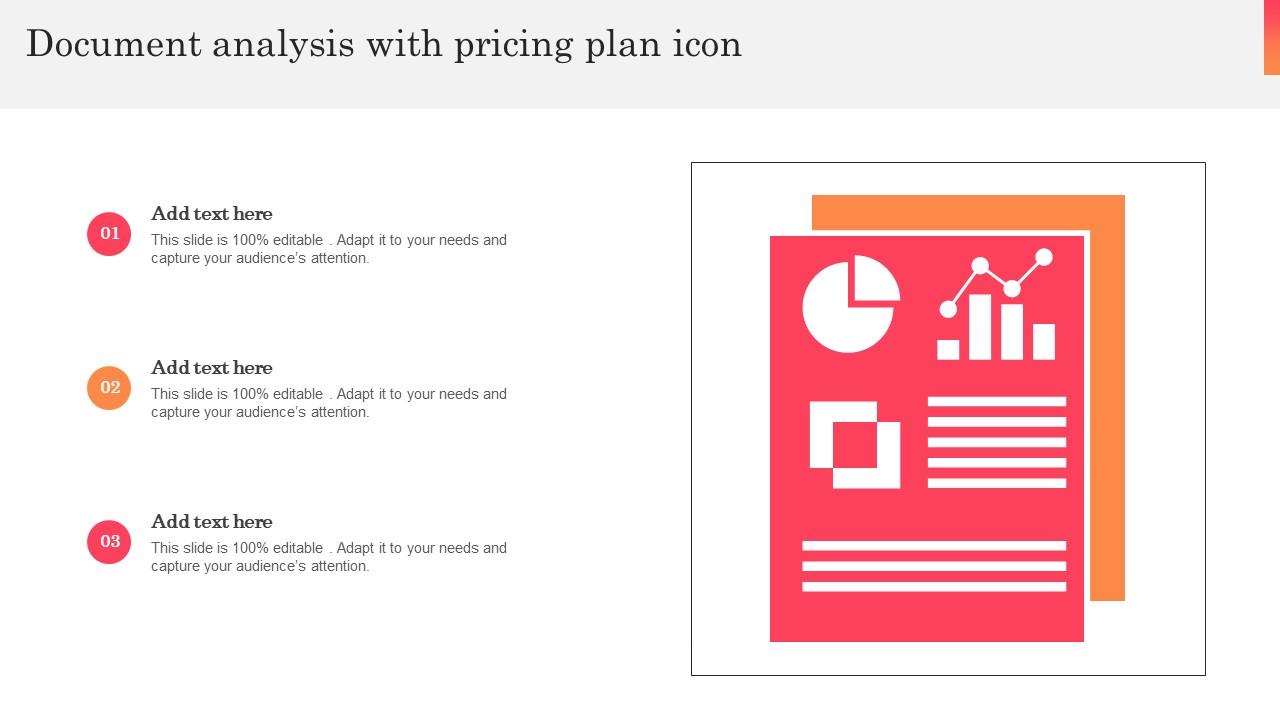 Document Analysis With Pricing Plan Icon Themes Pdf