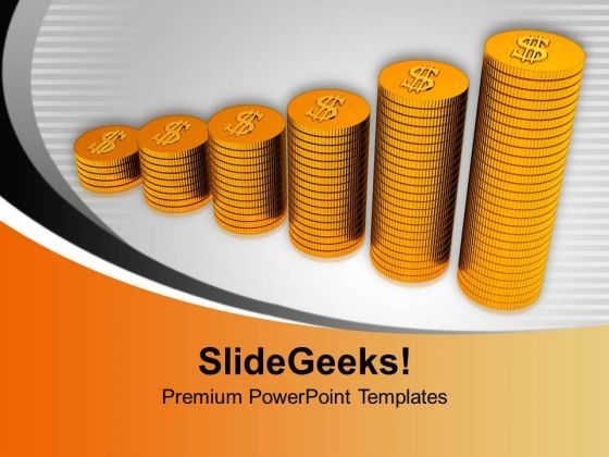 Dollar Coins Forming Graph Finance PowerPoint Templates Ppt Background