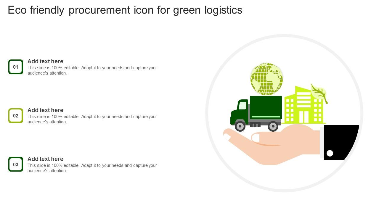 Eco Friendly Procurement Icon For Green Logistics Elements Pdf