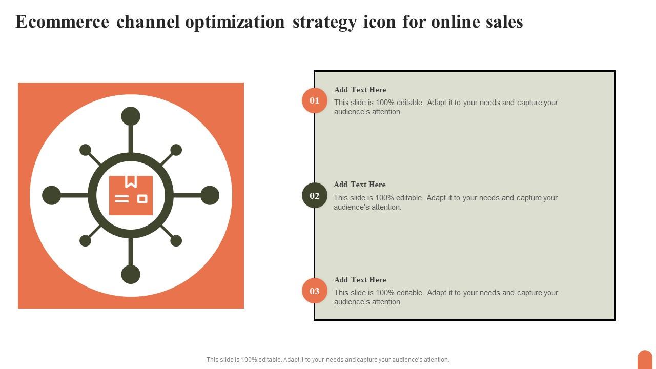Ecommerce Channel Optimization Strategy Icon For Online Sales Elements Pdf