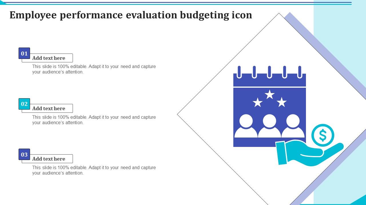 Employee Performance Evaluation Budgeting Icon Infographics Pdf