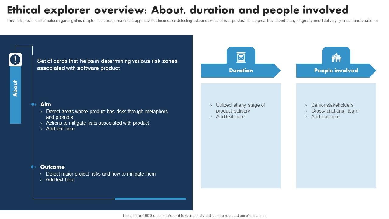 Ethical Explorer Overview About Duration And People Responsible Tech Guide To Manage Icons Pdf