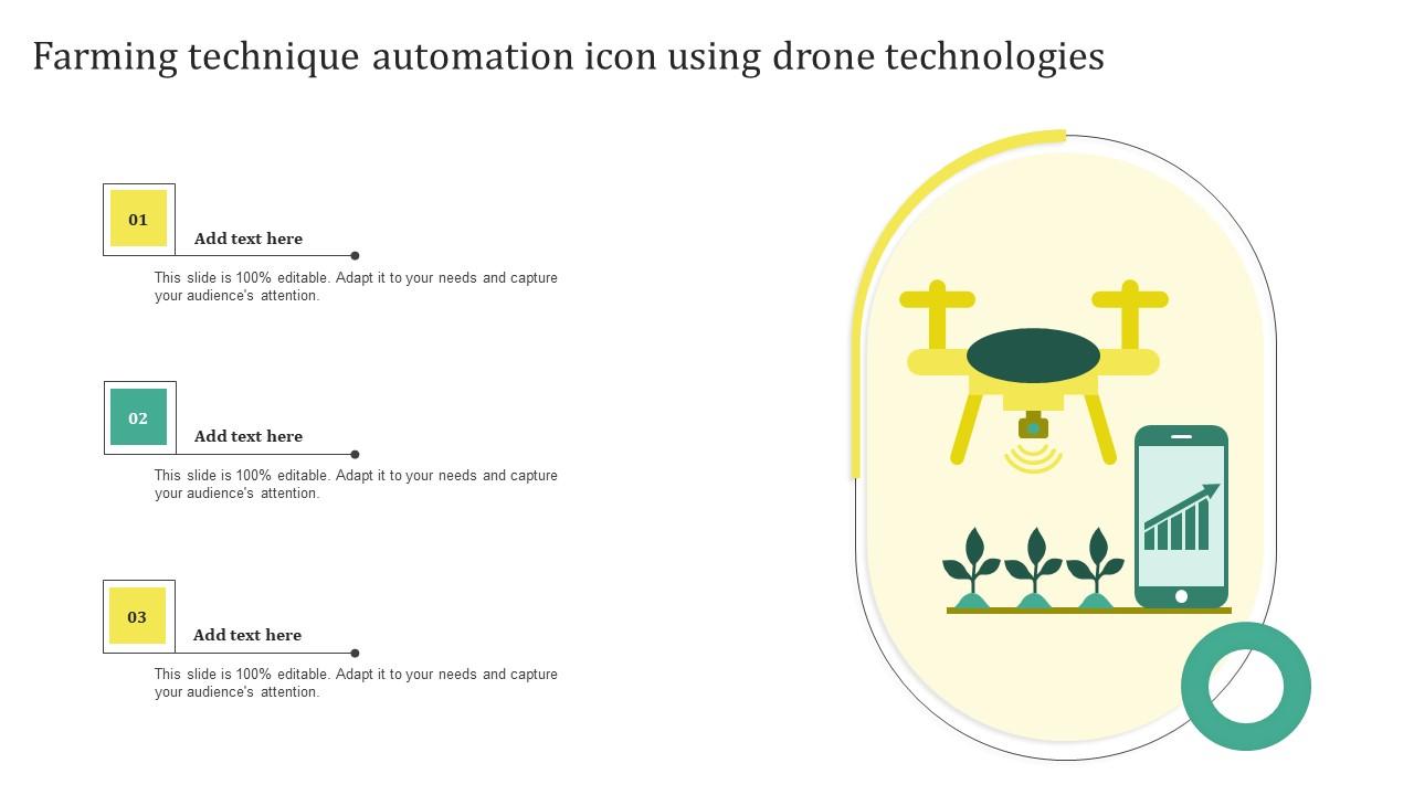 Farming Technique Automation Icon Using Drone Technologies Elements Pdf