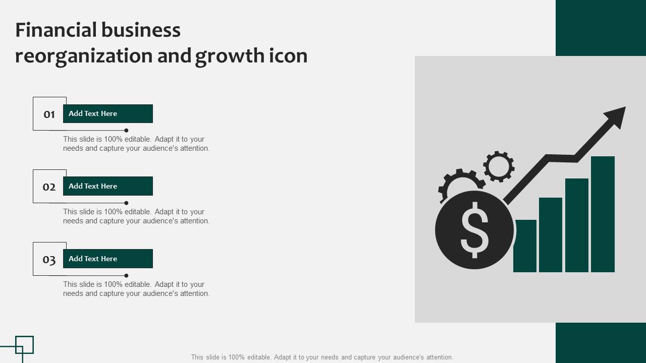 Financial Business Reorganization And Growth Icon Template Pdf