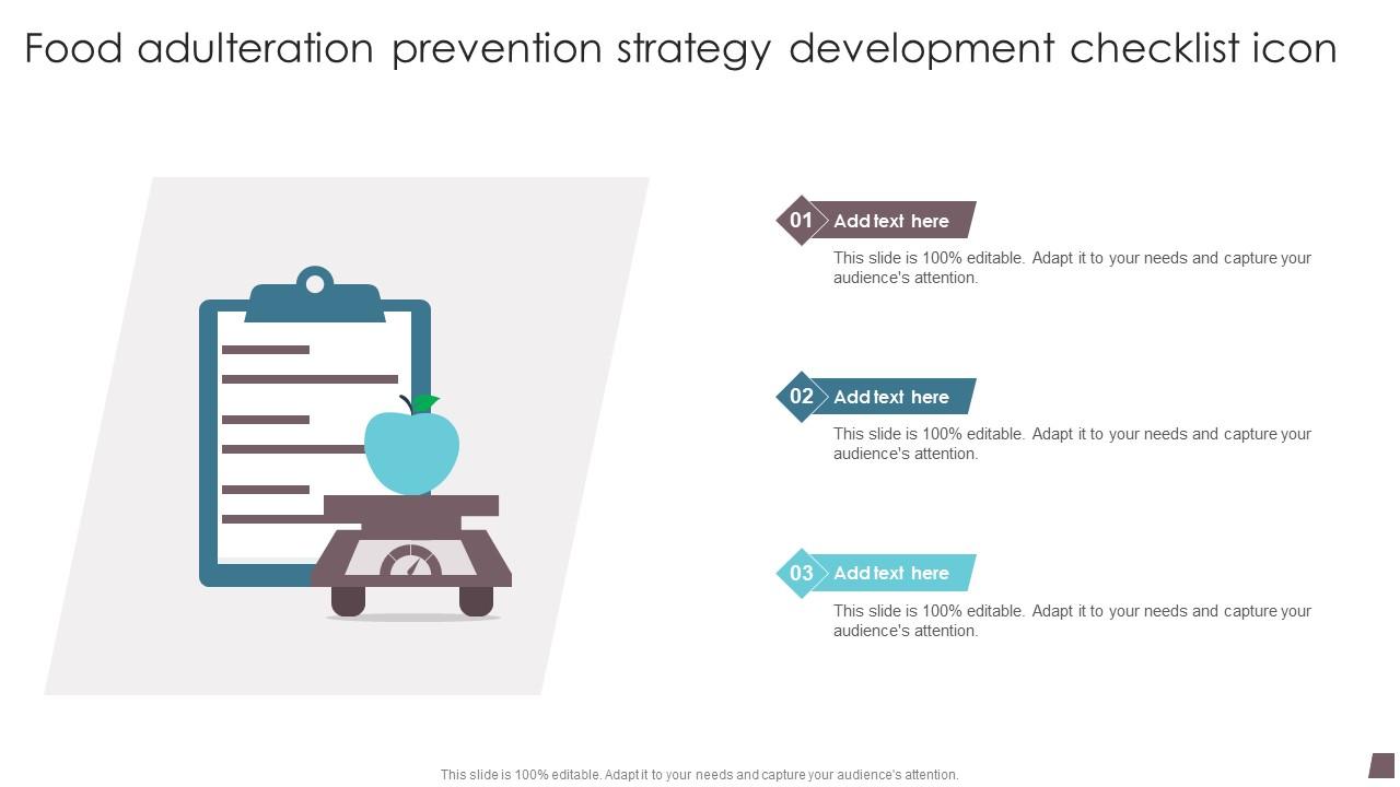 Food Adulteration Prevention Strategy Development Checklist Icon Icons Pdf