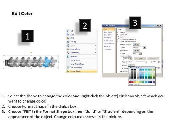 Hands Emphasizing 7 Stages Process Sample Flow Charts PowerPoint Templates