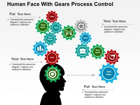 Human Face With Gears Process Control PowerPoint Template