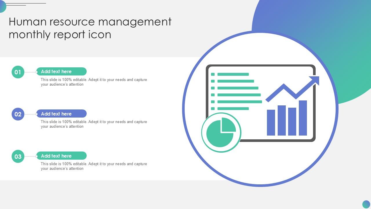 Human Resource Management Monthly Report Icon PPT Example SS