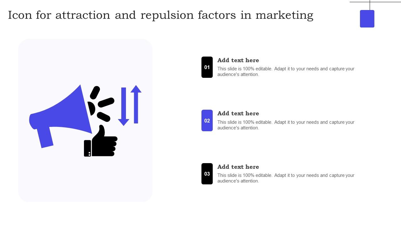 Icon For Attraction And Repulsion Factors In Marketing Mockup Pdf