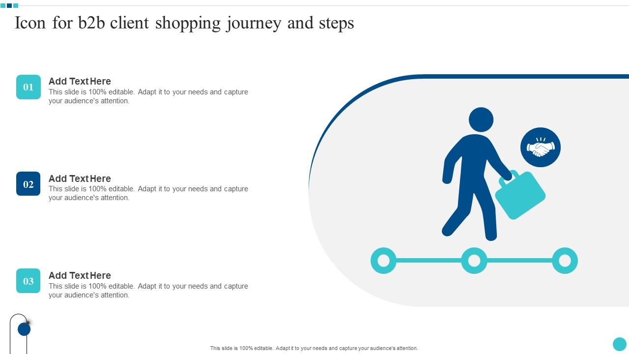 Icon For B2B Client Shopping Journey And Steps Graphics Pdf