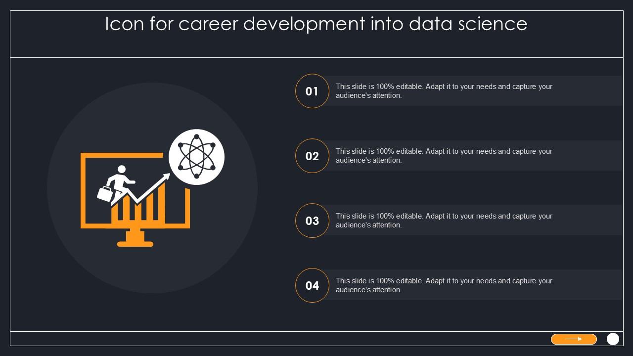 Icon For Career Development Into Data Science PPT PowerPoint SS