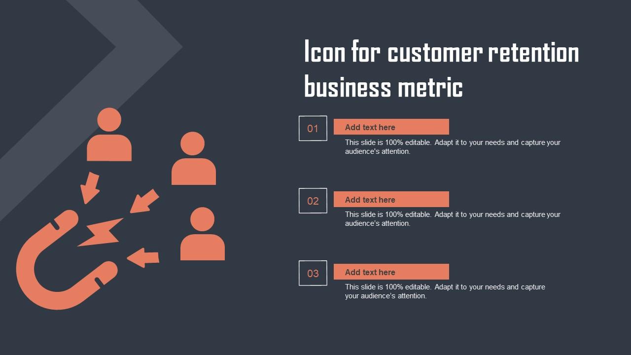 Icon For Customer Retention Business Metric Template Pdf