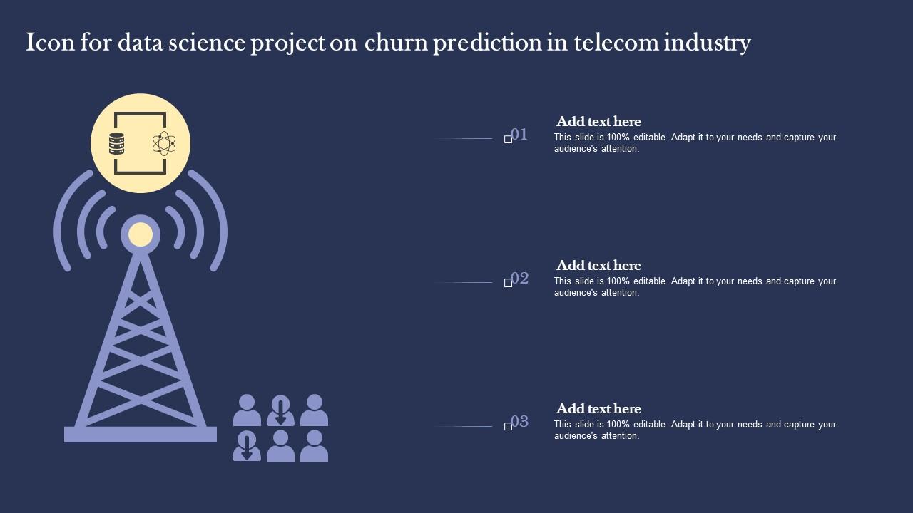 Icon For Data Science Project On Churn Prediction In Telecom Industry Mockup pdf