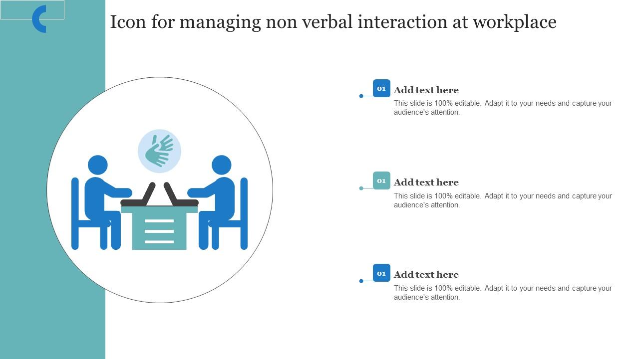 Icon For Managing Non Verbal Interaction At Workplace Summary Pdf