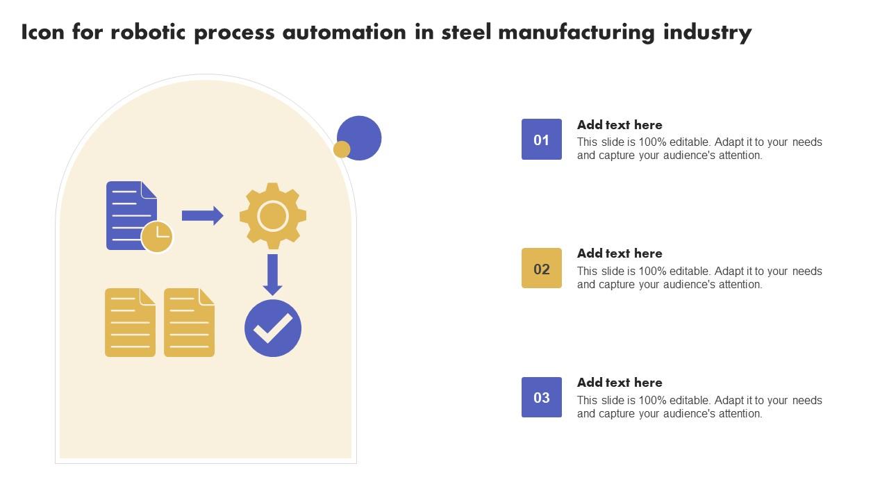 Icon For Robotic Process Automation In Steel Manufacturing Industry Sample Pdf