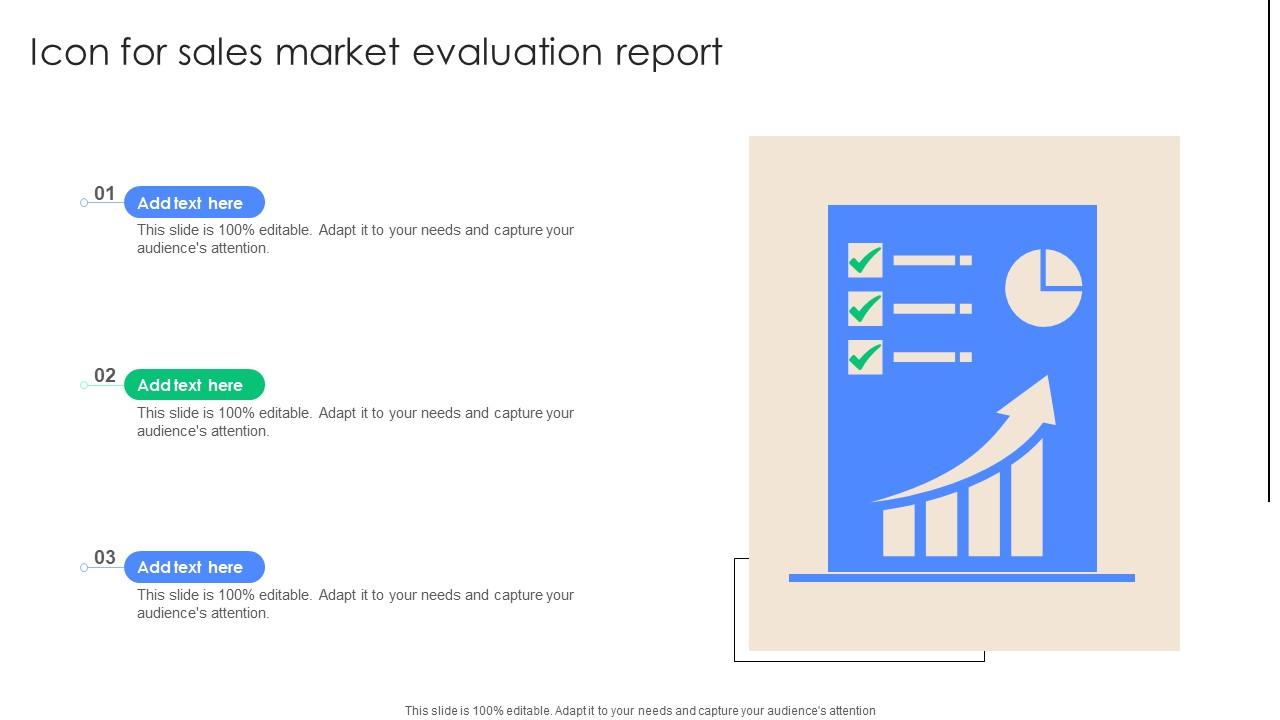 Icon For Sales Market Evaluation Report Mockup Pdf