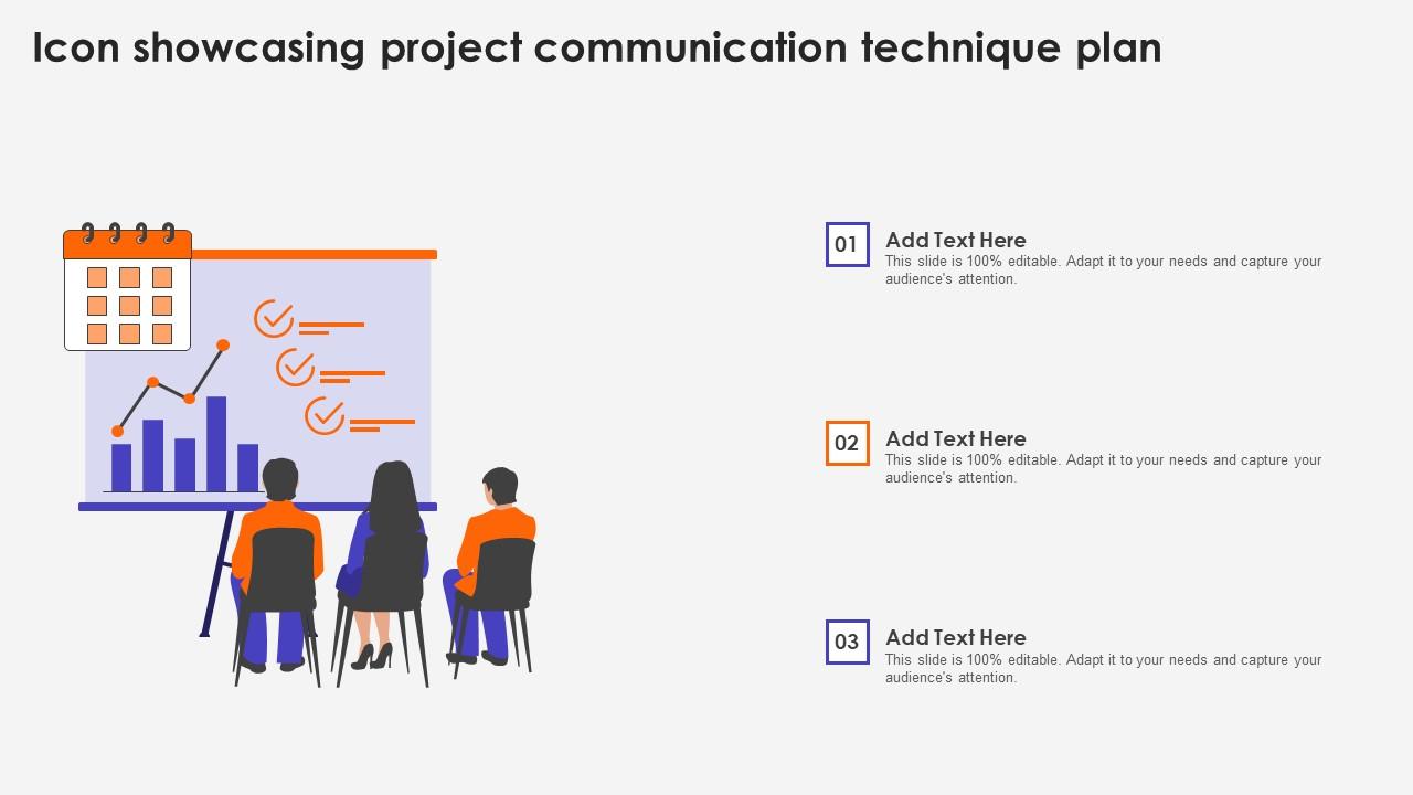 Icon Showcasing Project Communication Technique Plan Slides Pdf