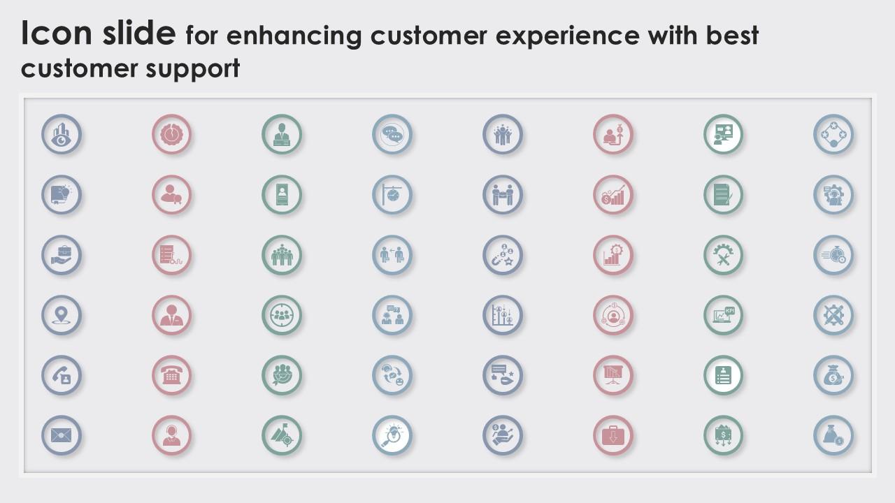 Icon Slide For Enhancing Customer Experience With Best Customer Ppt Example