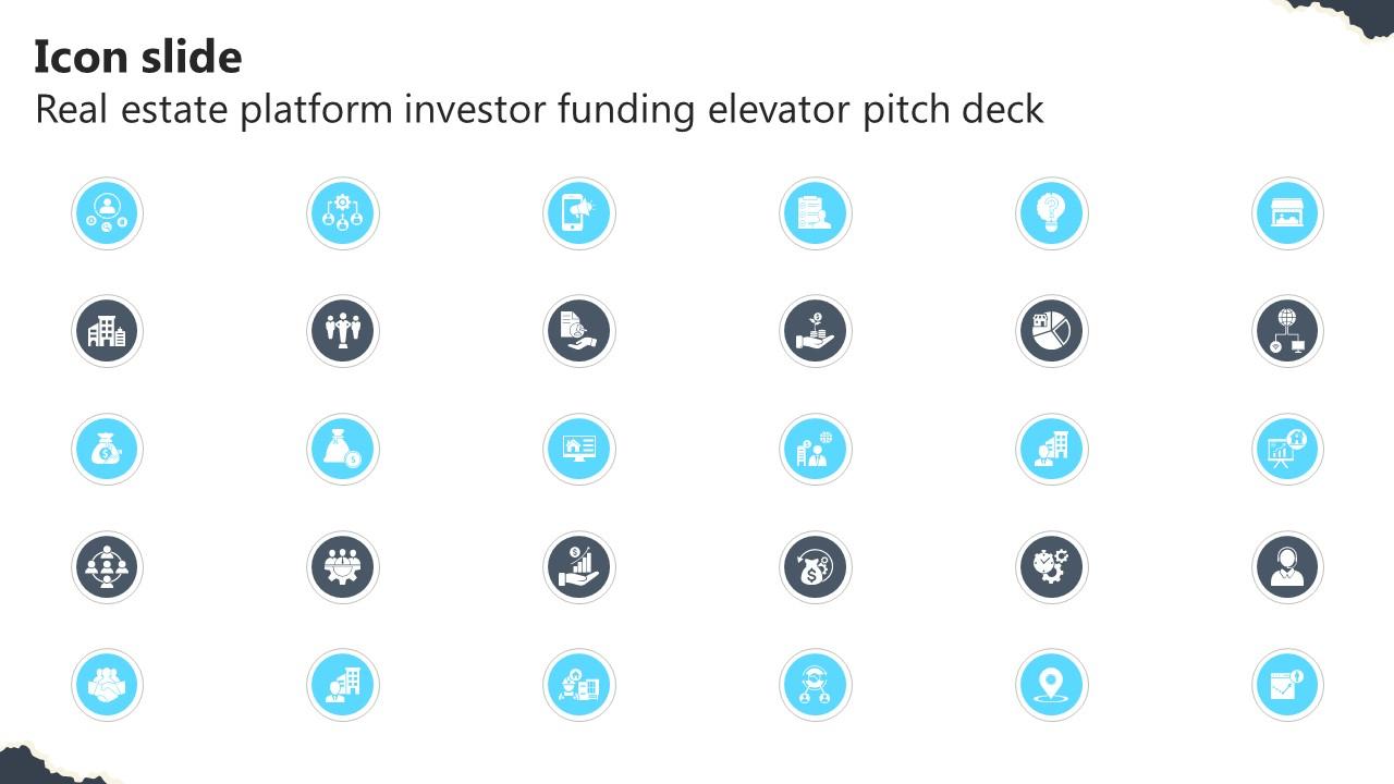 Icon Slide Real Estate Platform Investor Funding Elevator Pitch Deck