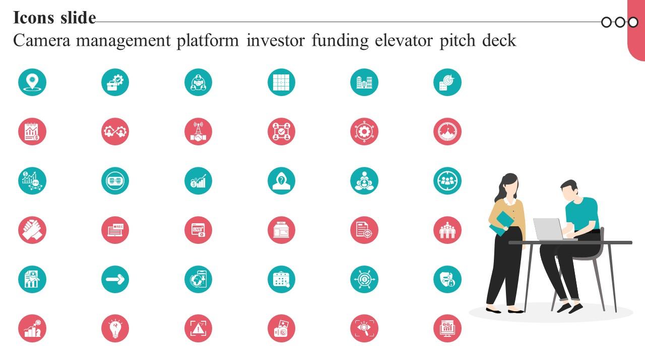 Icons Slide Camera Management Platform Investor Funding Elevator Pitch Deck