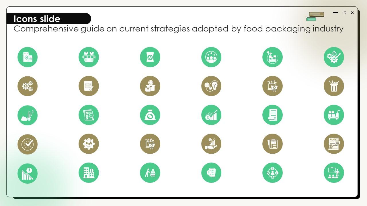 Icons Slide Comprehensive Guide On Current Strategies Adopted By Food Packaging Industry